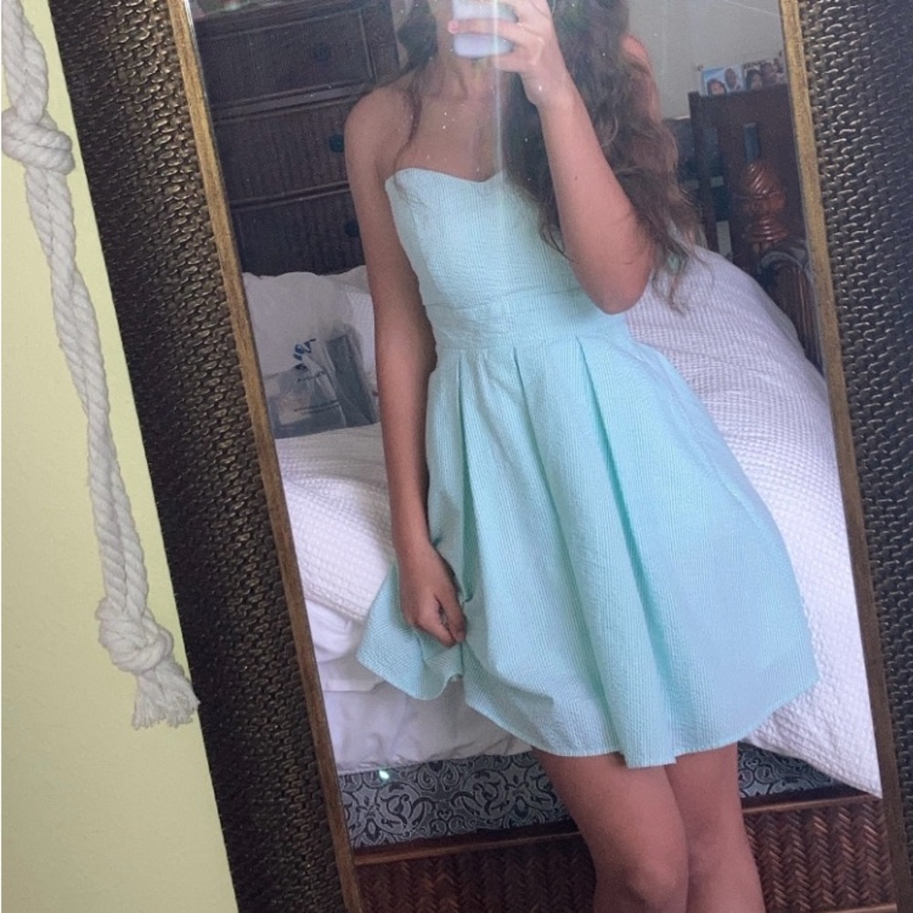 Strapless Light Blue Dress